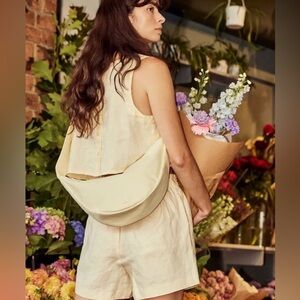 July Everyday Crescent Crossbody Bag in Cream Natural Like New